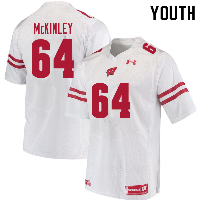 Wisconsin Badgers Youth #64 Duncan McKinley NCAA Under Armour Authentic White College Stitched Football Jersey OW40M37PD